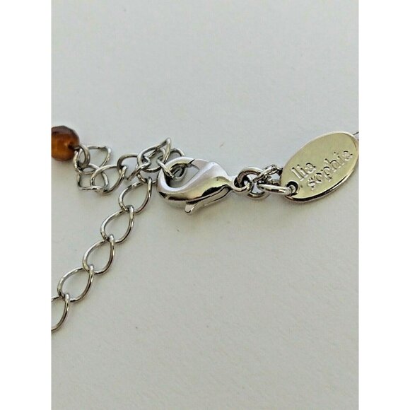 Lia Sophia Boulevard Tigers Eye Silver Tone Necklace 16-19" - Picture 3 of 6